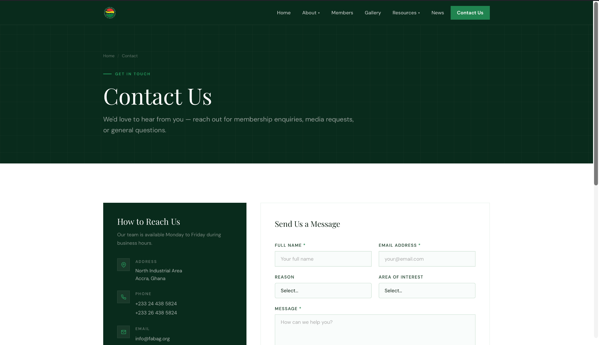 FABAG — Contact — built by EKOF Studio
