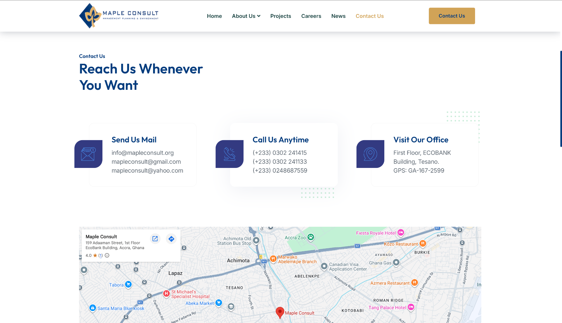 Maple Consult — Contact — built by EKOF Studio
