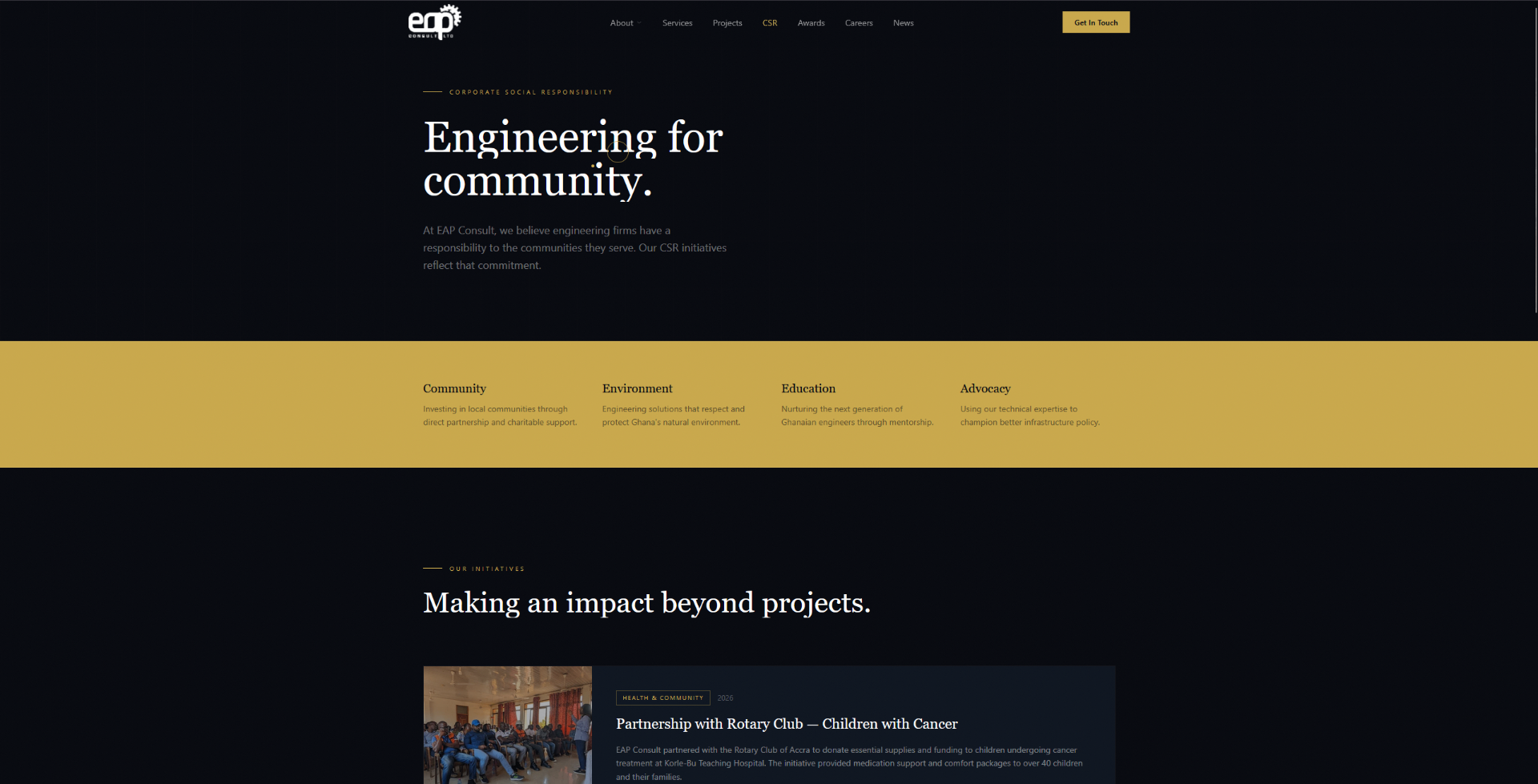 EAP Consult Limited — CSR — Engineering for community — built by EKOF Studio